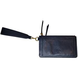 HOBO Hart Wristlet Black Pebbled Leather Large Wallet w/ Wristlet Strap